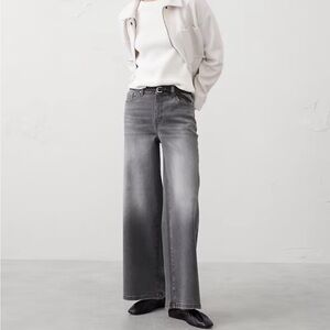 Banana Republic Factory High Waist Wide Leg Jeans Light Gray Wash Sz 28/6